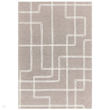 Ada Modern Plain Geometric Ivory Hi-Low Loop Linear Path Hand-Woven Ribbed Textured Wool Grey Rug-Asiatic Carpets-Rug Love - The Most Loved Rug Store